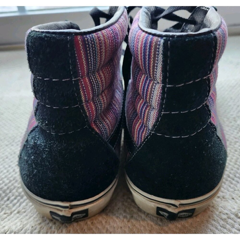 Vans Sk8-Hi Striped Mens 11 US High Top Skate Shoes Black Guate Weave T375 - Picture 10 of 12